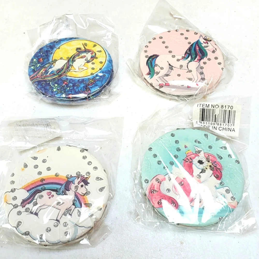 New in Pkg! Set of 4 Compact Mirrors - Perfect For Pocket and Purse
